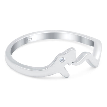 Snake Band Wedding Ring Round Simulated Cubic Zirconia 925 Sterling Silver (6mm)